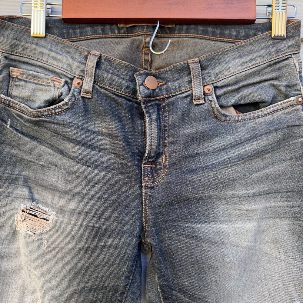 J Brand Low Rise Distressed Capri Jeans - Picture 2 of 4
